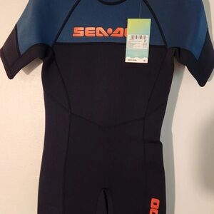 SEA-DOO 3MM MENS NWT SZ M SHORTY WET SUIT NAVY MARINE